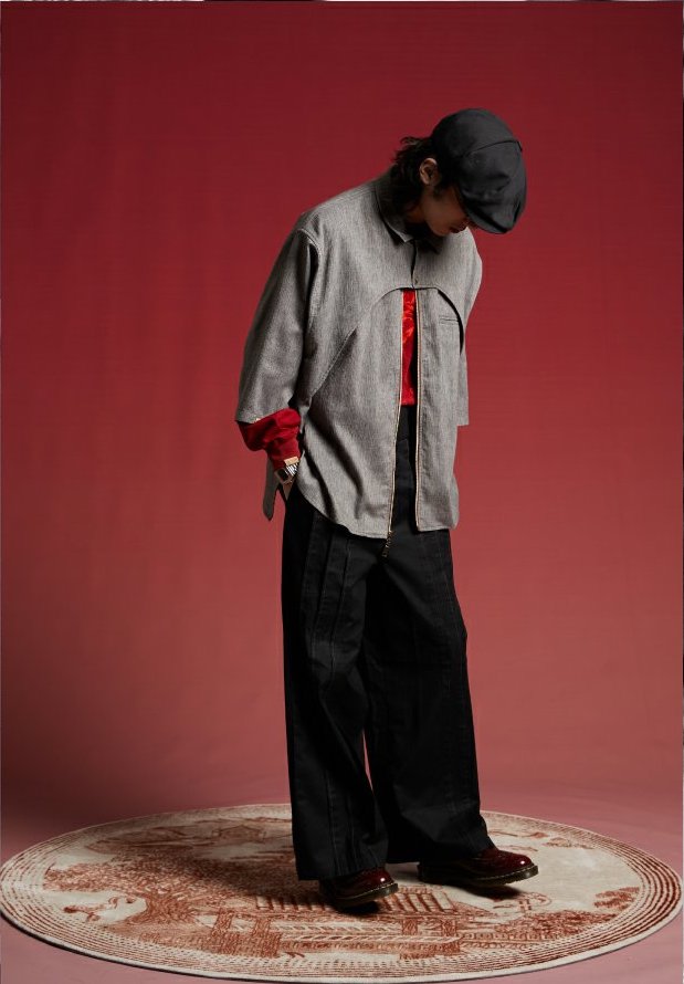 OSCill Deconstructed Layer Zip-Up Long Sleeve Shirt
