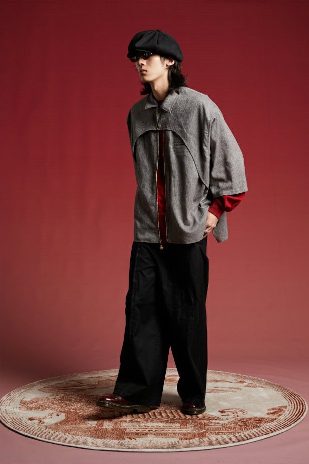 OSCill Deconstructed Layer Zip-Up Long Sleeve Shirt