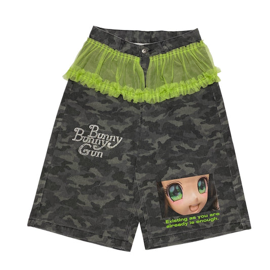 Anime Lace Camouflage Baggy Jeans