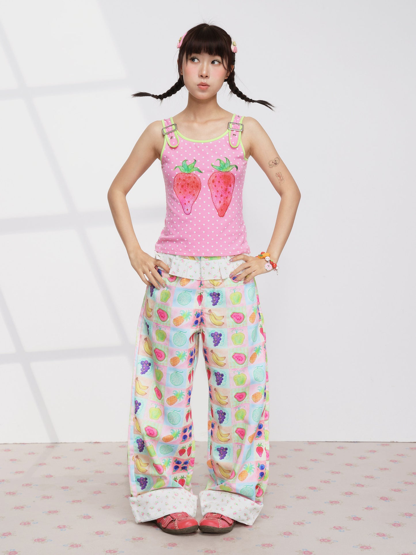 Harajuku Strawberry Polka Cami Top