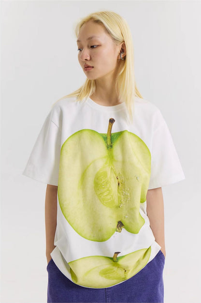 Sliced Green Apple Graphic T-Shirt