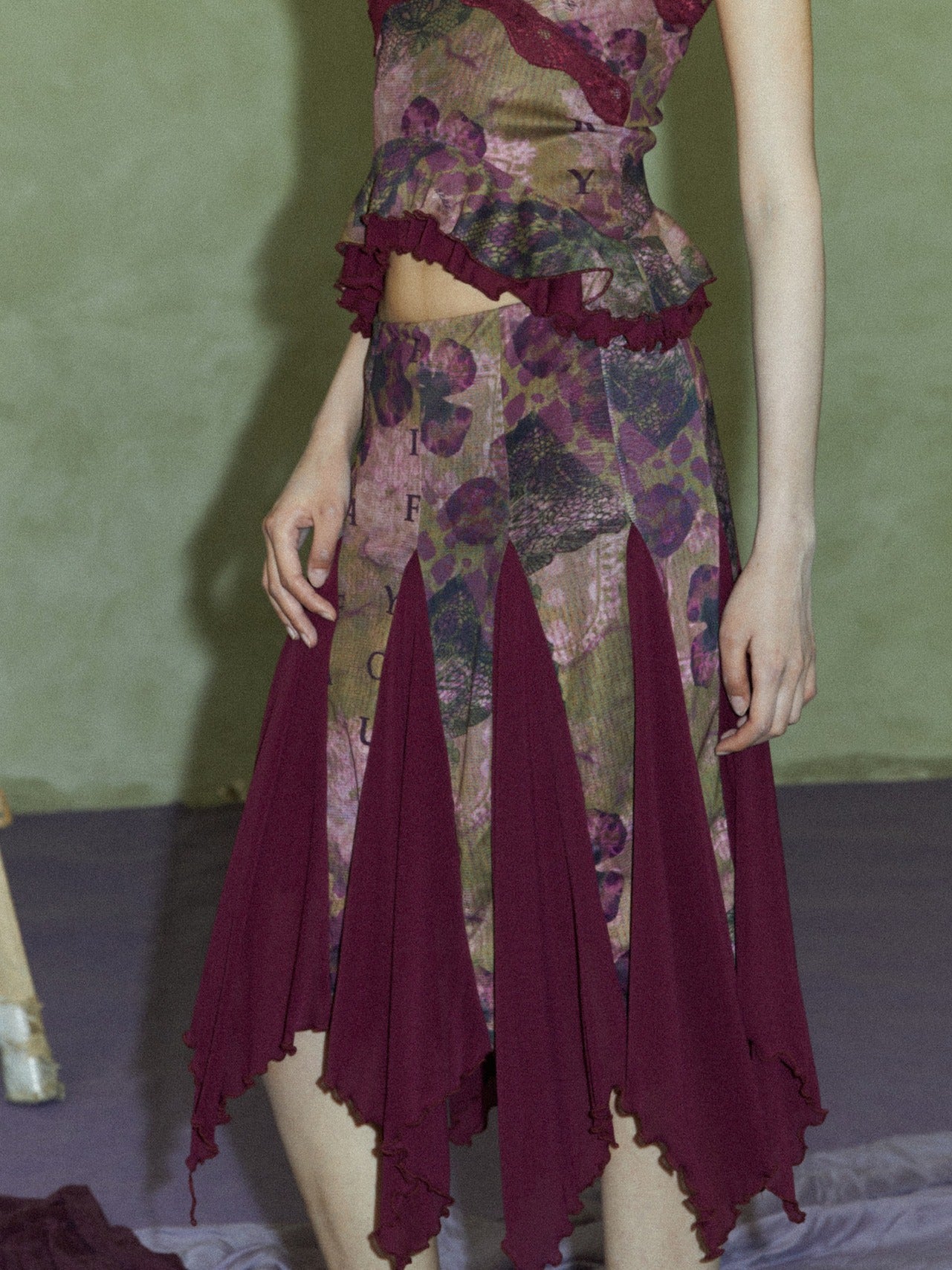 Goth Purple Mesh Patch Skirt