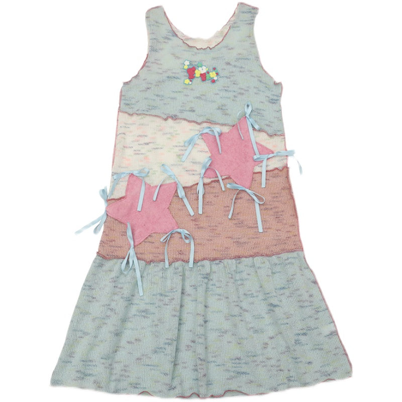 Kawaii Star Applique Knit Tank Dress