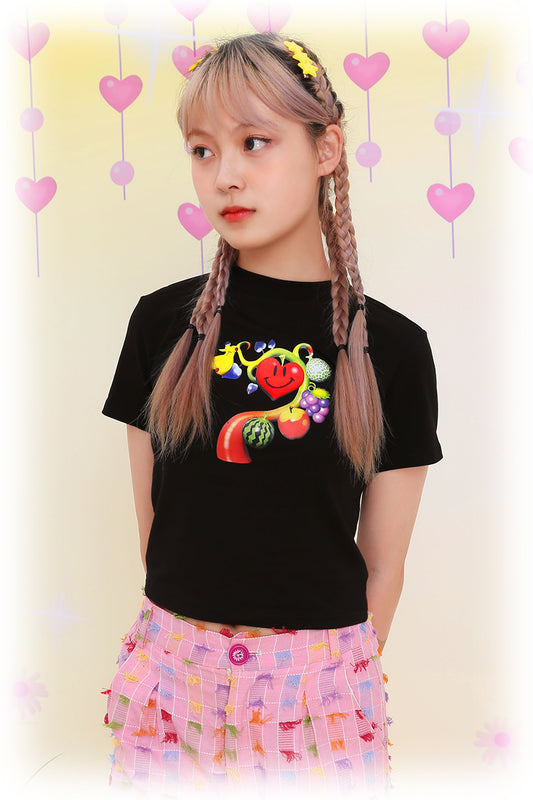 Fruits Tree Graphic Cropped T-Shirt