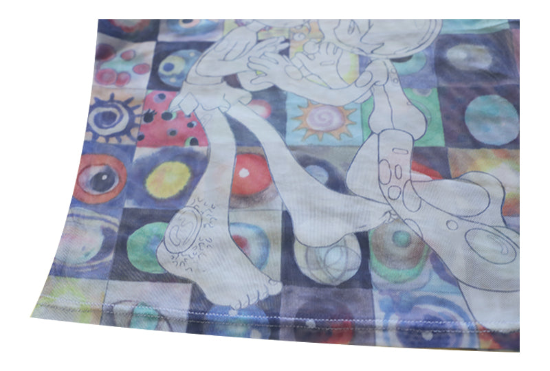 Hashtag DDD x Oliwa Dreamcore Illustration Circle Mesh Shirt