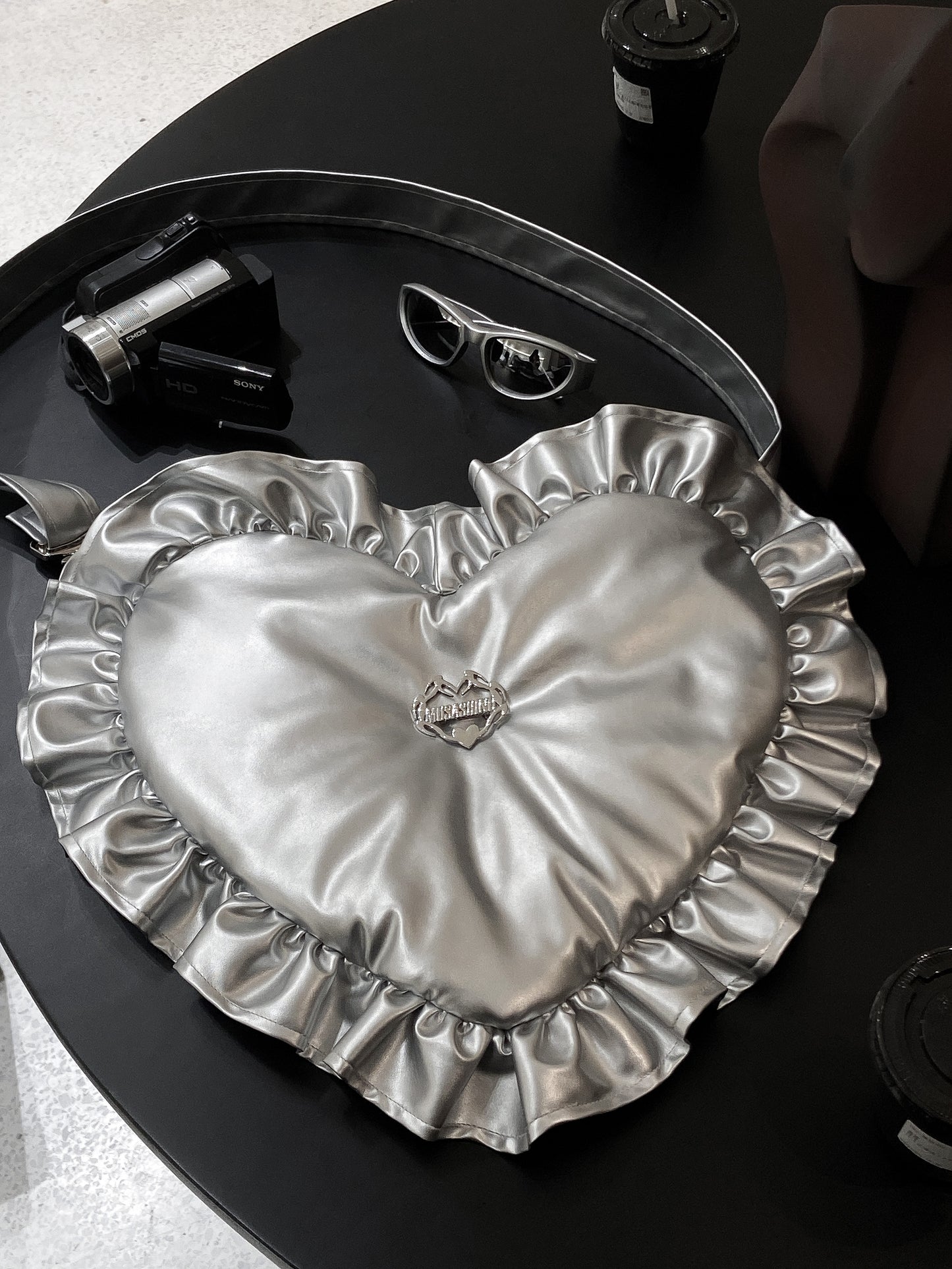 Silver Heart Pillow Bag
