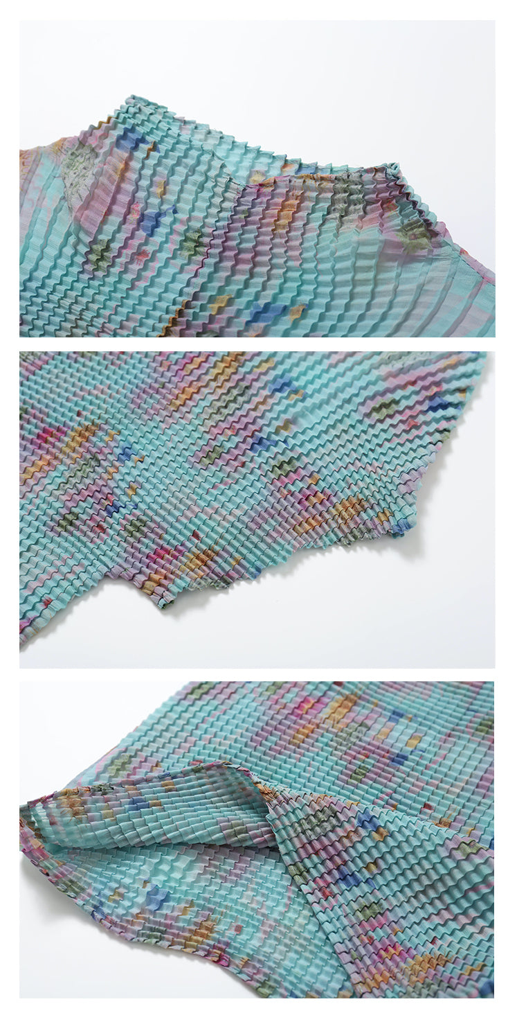 Pastel Spring Floral Pleated Shirt