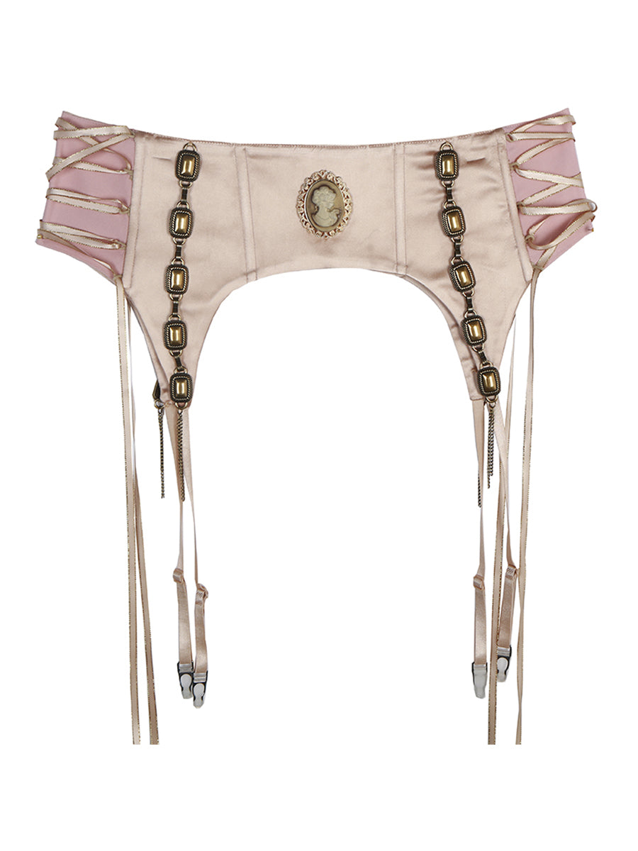 Victorian Lace-Up Satin Garter Belt Glitch Cupids Victorian Lace-Up Satin Garter Belt Glitch Cupids