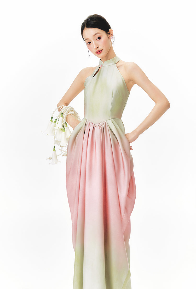 Gradient Tulip Cheongsam Dress