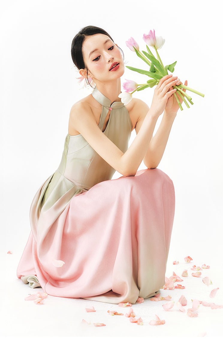 Gradient Tulip Cheongsam Dress