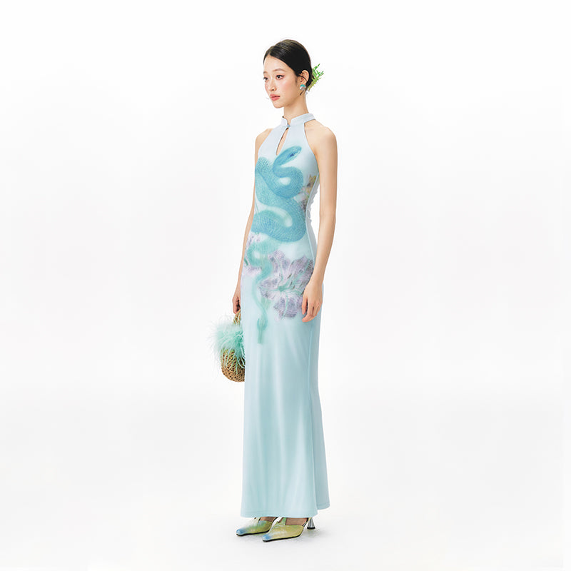 Shimmer Lily Serpent Cheongsam Dress