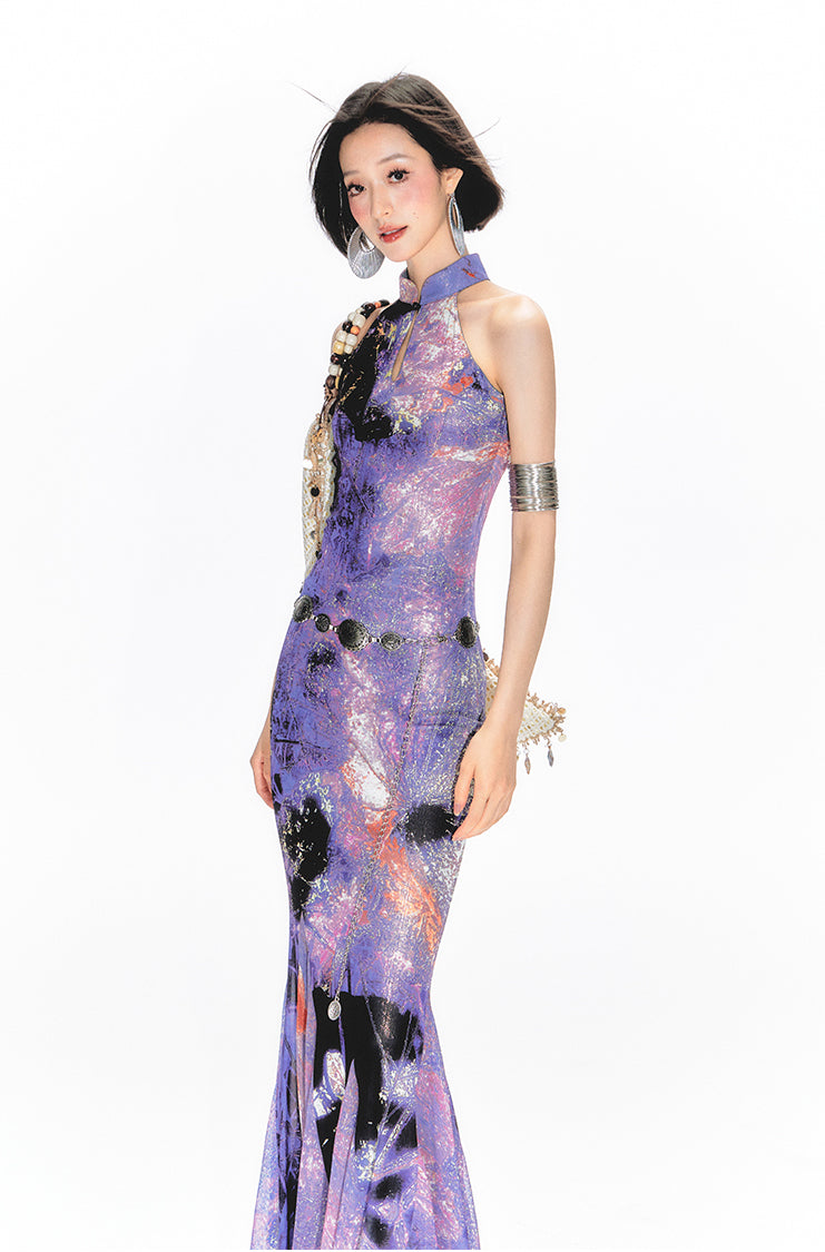 Shimmer Pond Fishtail Cheongsam Dress
