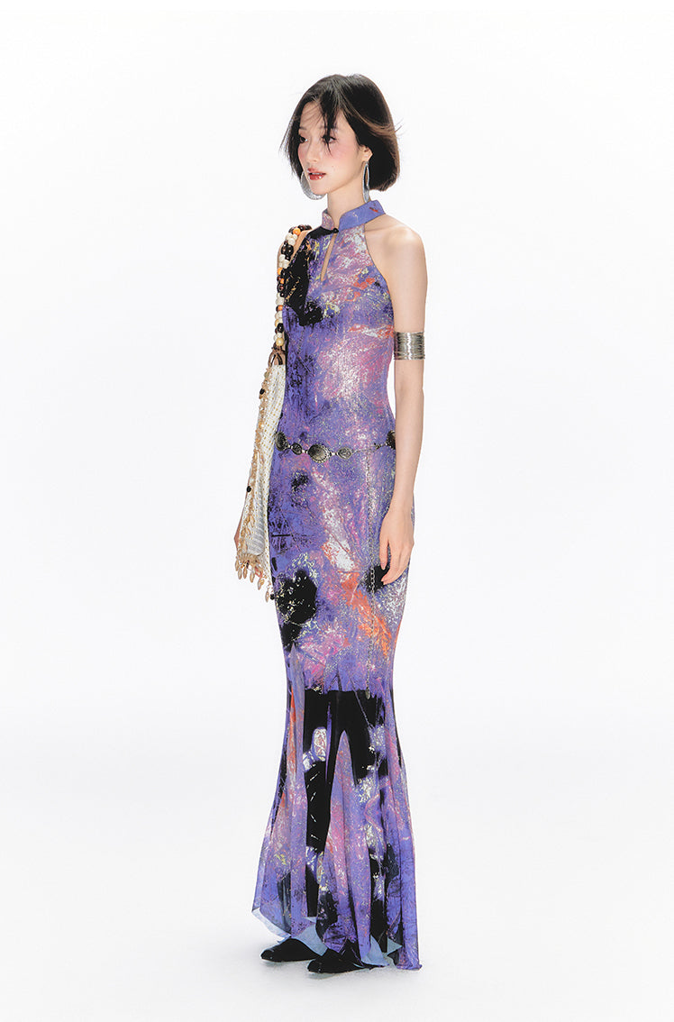 Shimmer Pond Fishtail Cheongsam Dress
