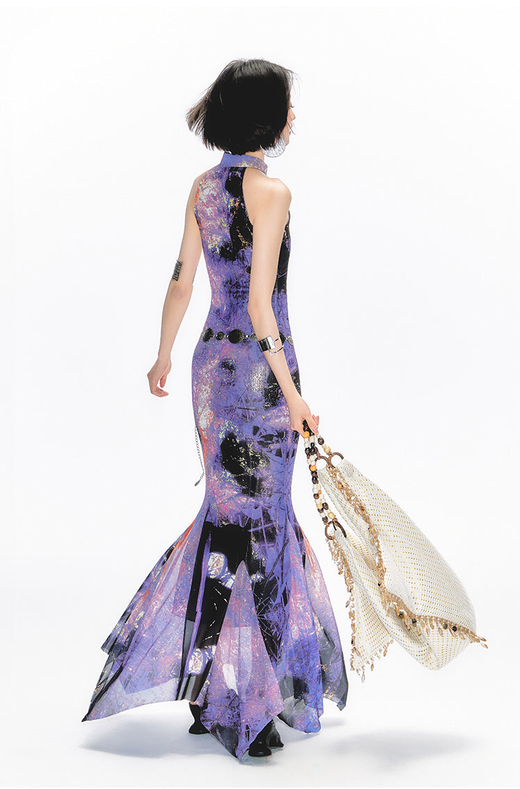 Shimmer Pond Fishtail Cheongsam Dress