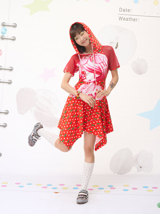 Harajuku Cherry Polka Shirt Dress