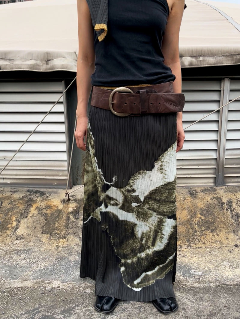 Moss Pleated Maxi Skirt