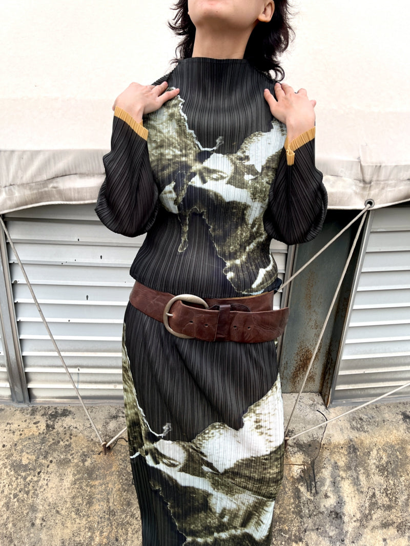 Moss Pleated Maxi Skirt