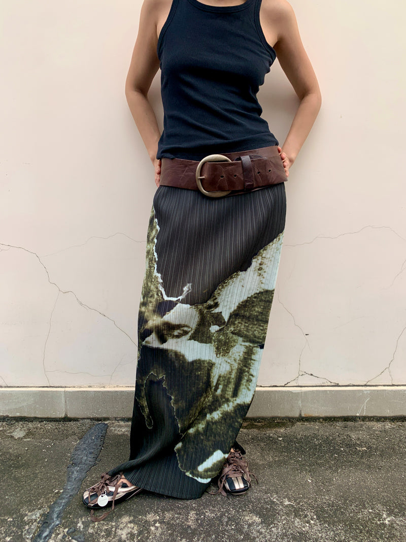 Moss Pleated Maxi Skirt