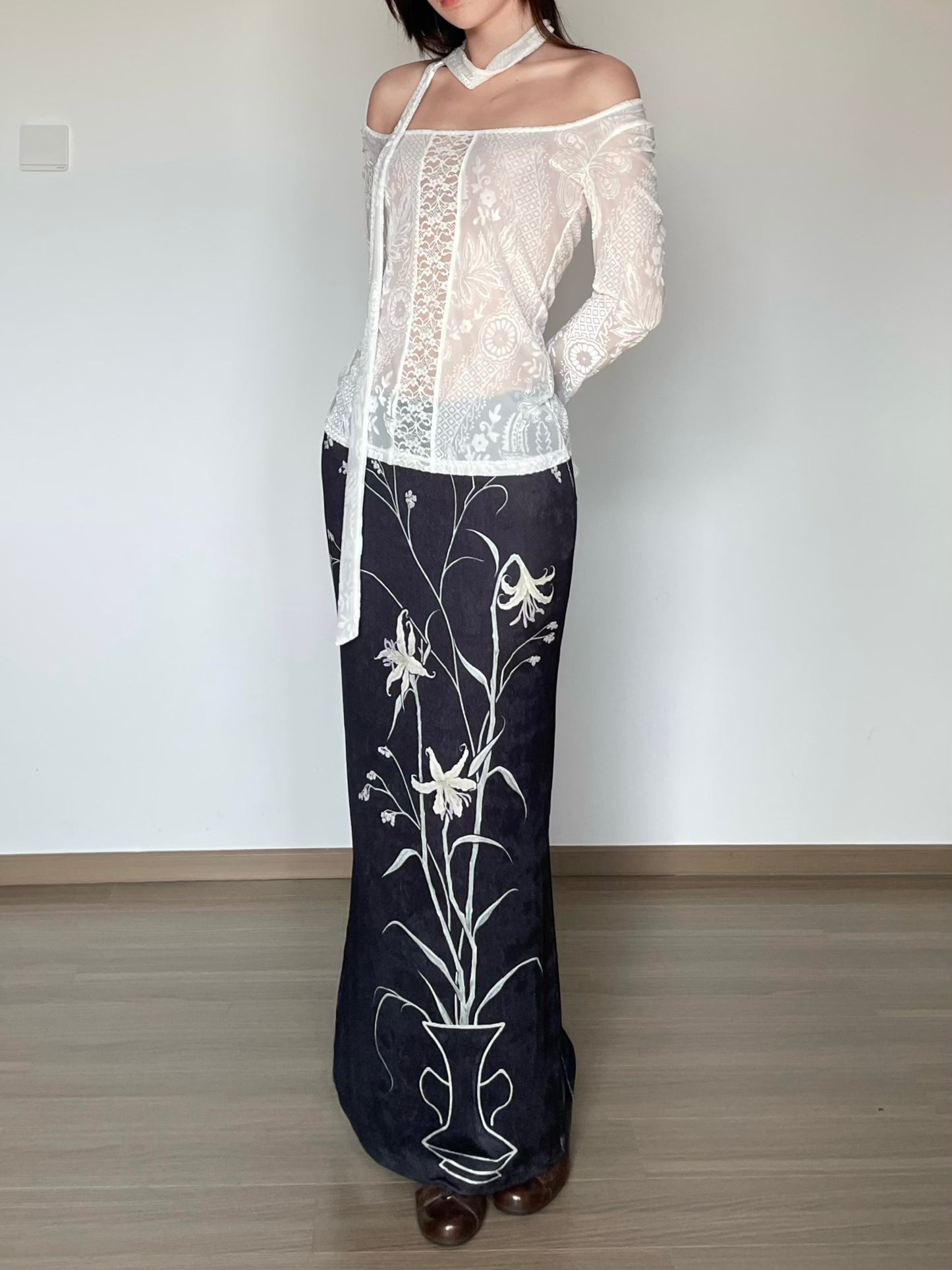 Lily Floral Shimmer Skirt