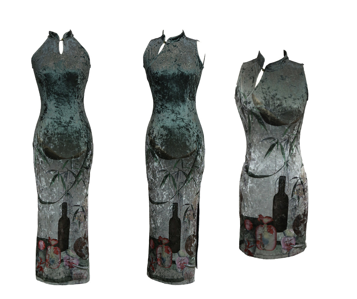 Bamboo Velvet Cheongsam Dress