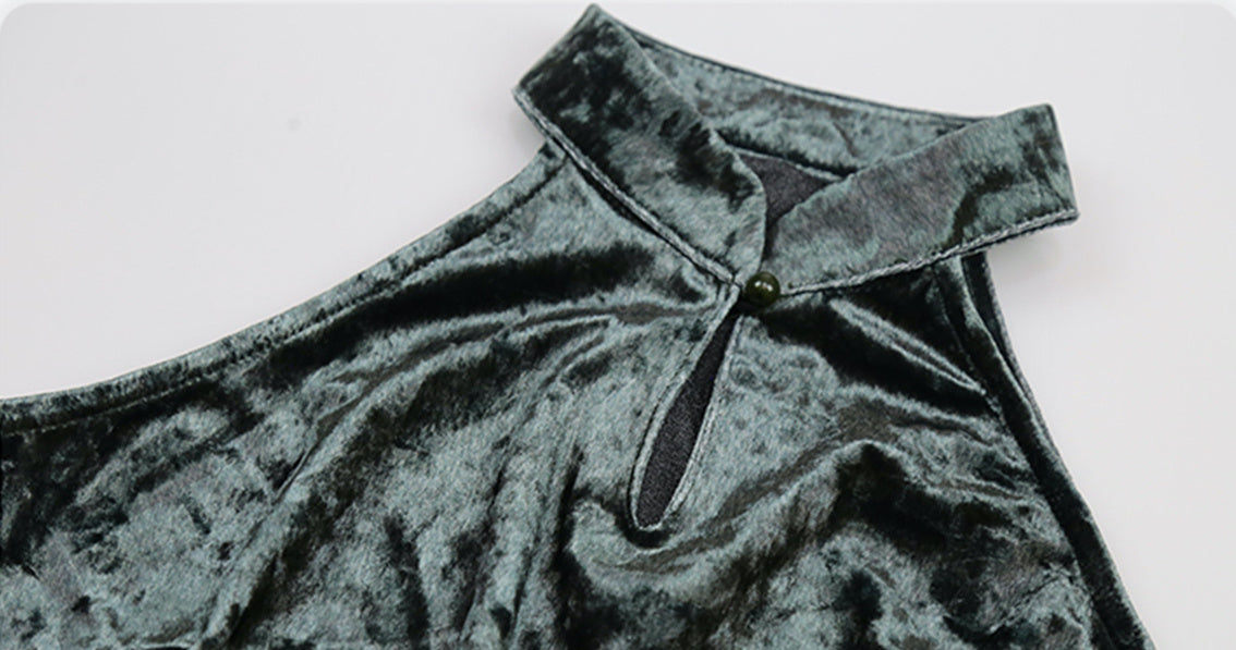 Bamboo Velvet Cheongsam Dress