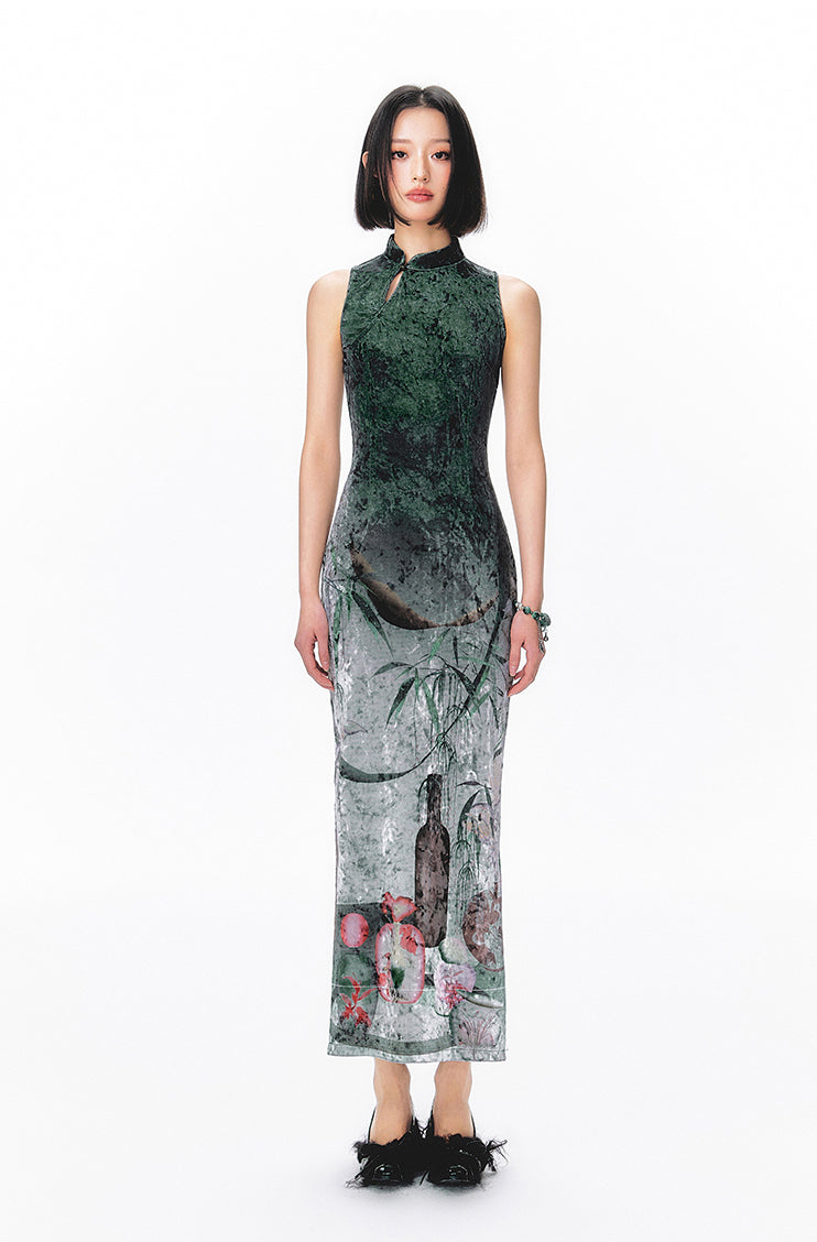 Bamboo Velvet Cheongsam Dress
