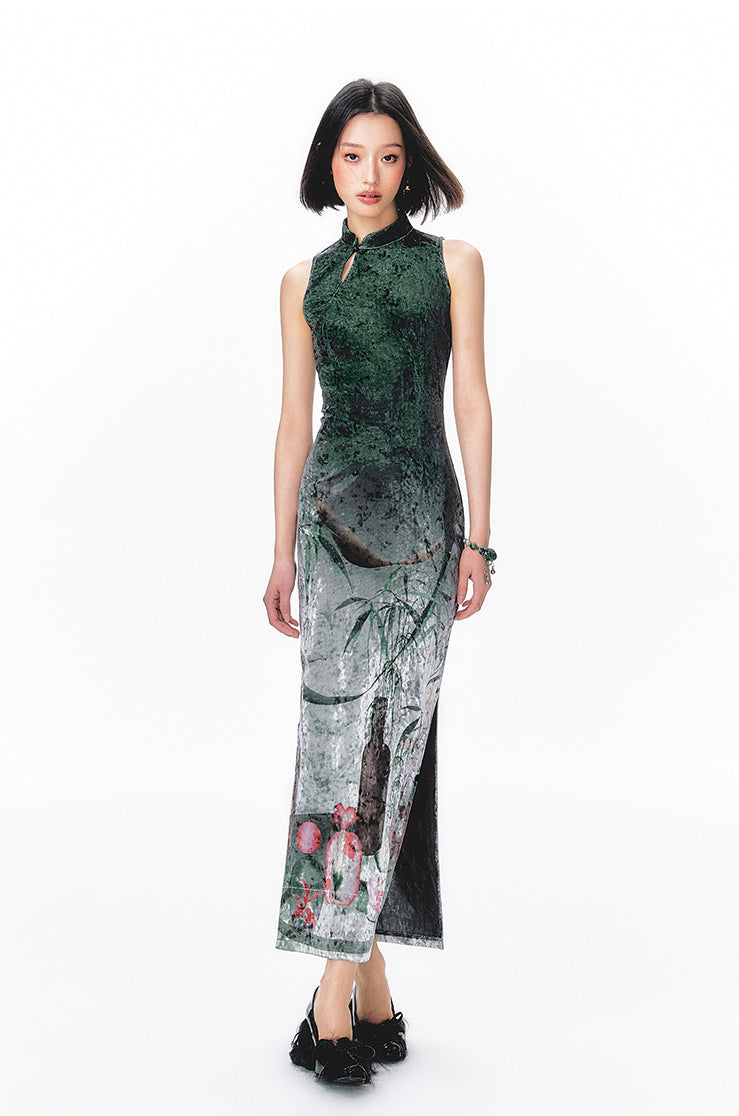 Bamboo Velvet Cheongsam Dress