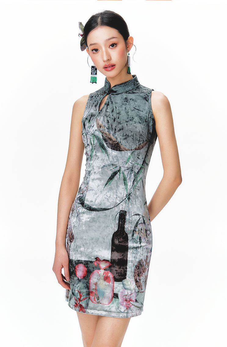 Bamboo Velvet Cheongsam Dress