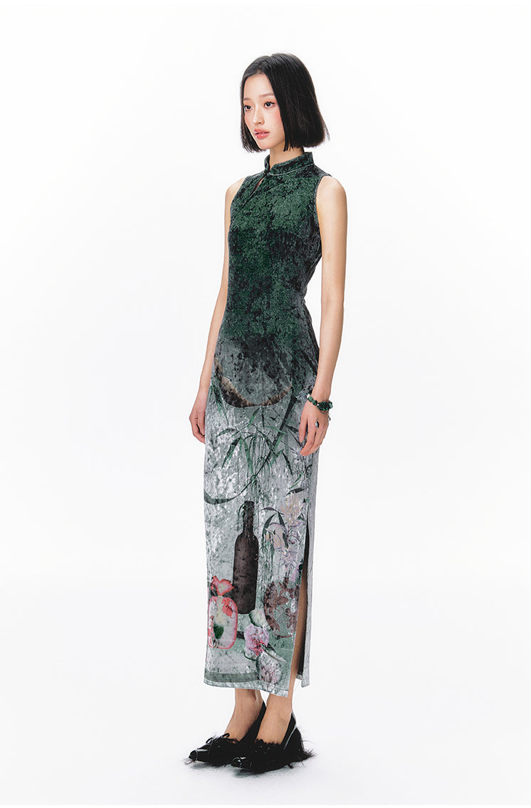 Bamboo Velvet Cheongsam Dress