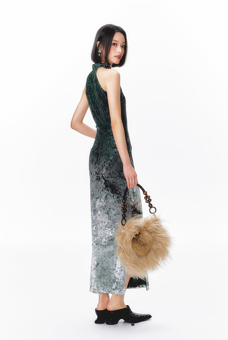 Bamboo Velvet Cheongsam Dress