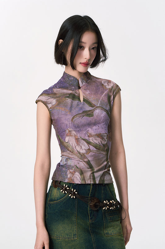 Iris Floral Cheongsam Shirt
