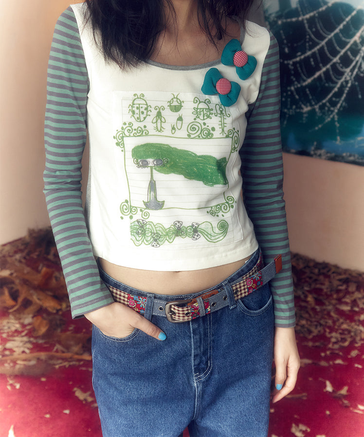 Mori Ladybug Striped Shirt