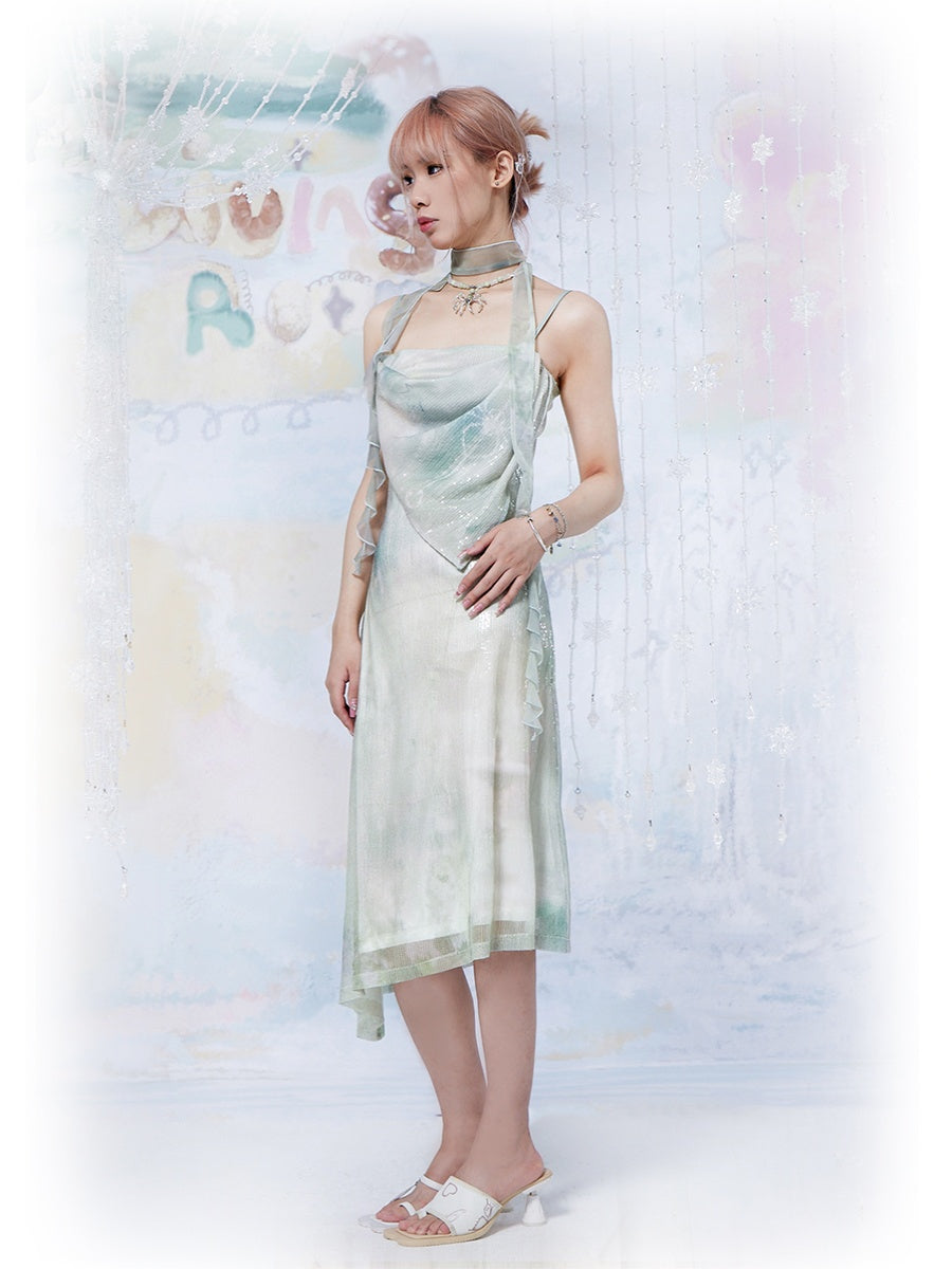 Star Spider Ice Green Sequin Mesh Dress | Livingroom Green / M Star Spider Ice Green Sequin Mesh Dress | Livingroom Green / M