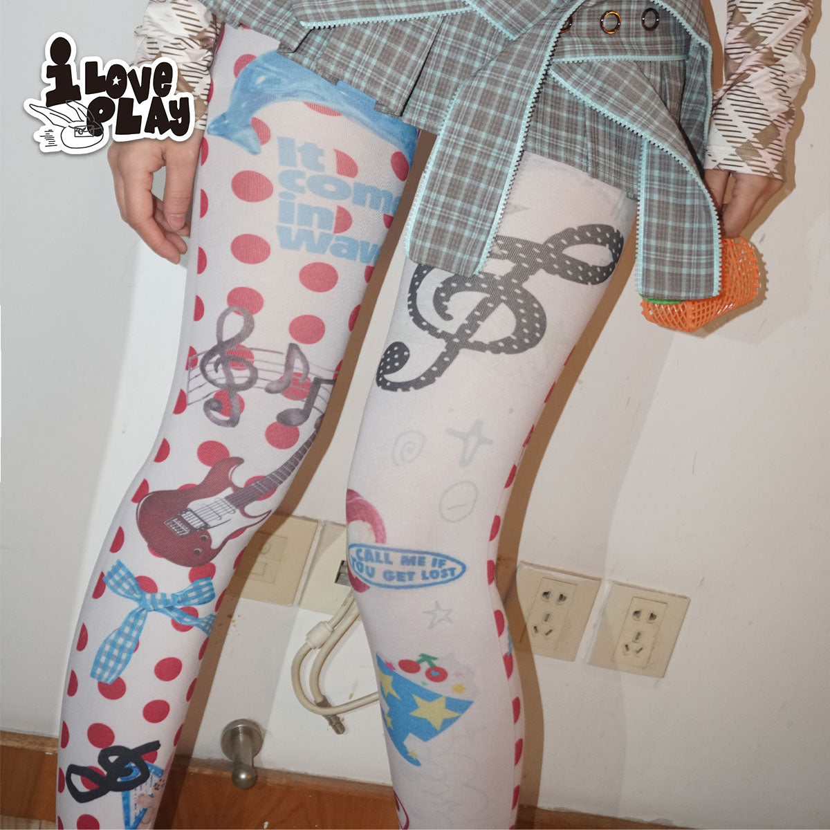 Music Note Polka Dots Tights