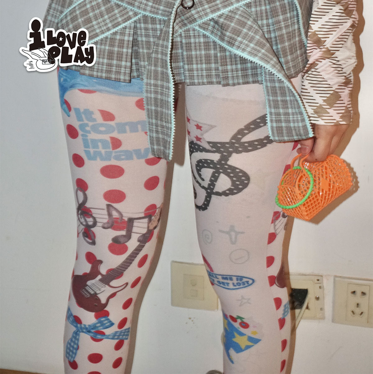 Music Note Polka Dots Tights