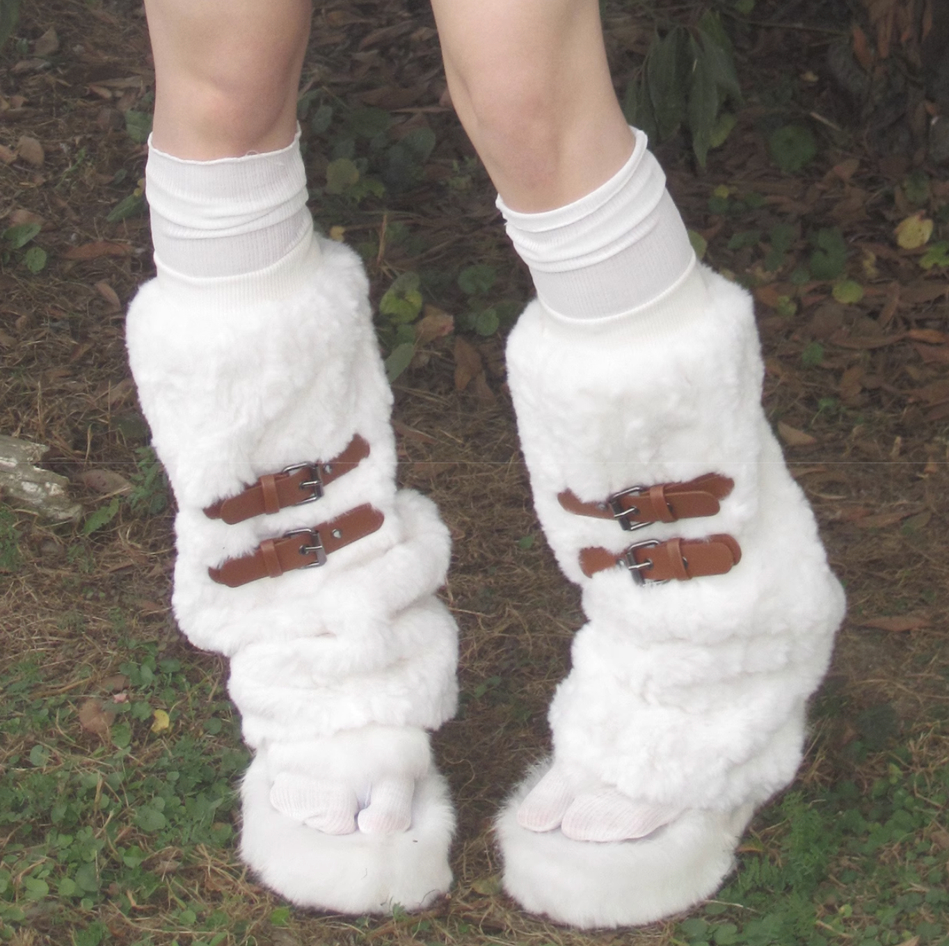 White Fluffy Leg Warmers