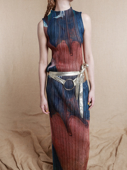 Oil Painting Pleated Tank Top