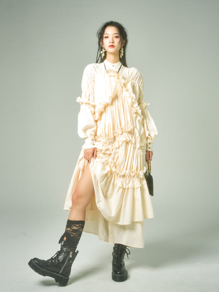 Ruffled Asymmetric Cotton Maxi Vest Dress Glitch Cupids Ruffled Asymmetric Cotton Maxi Vest Dress Glitch Cupids
