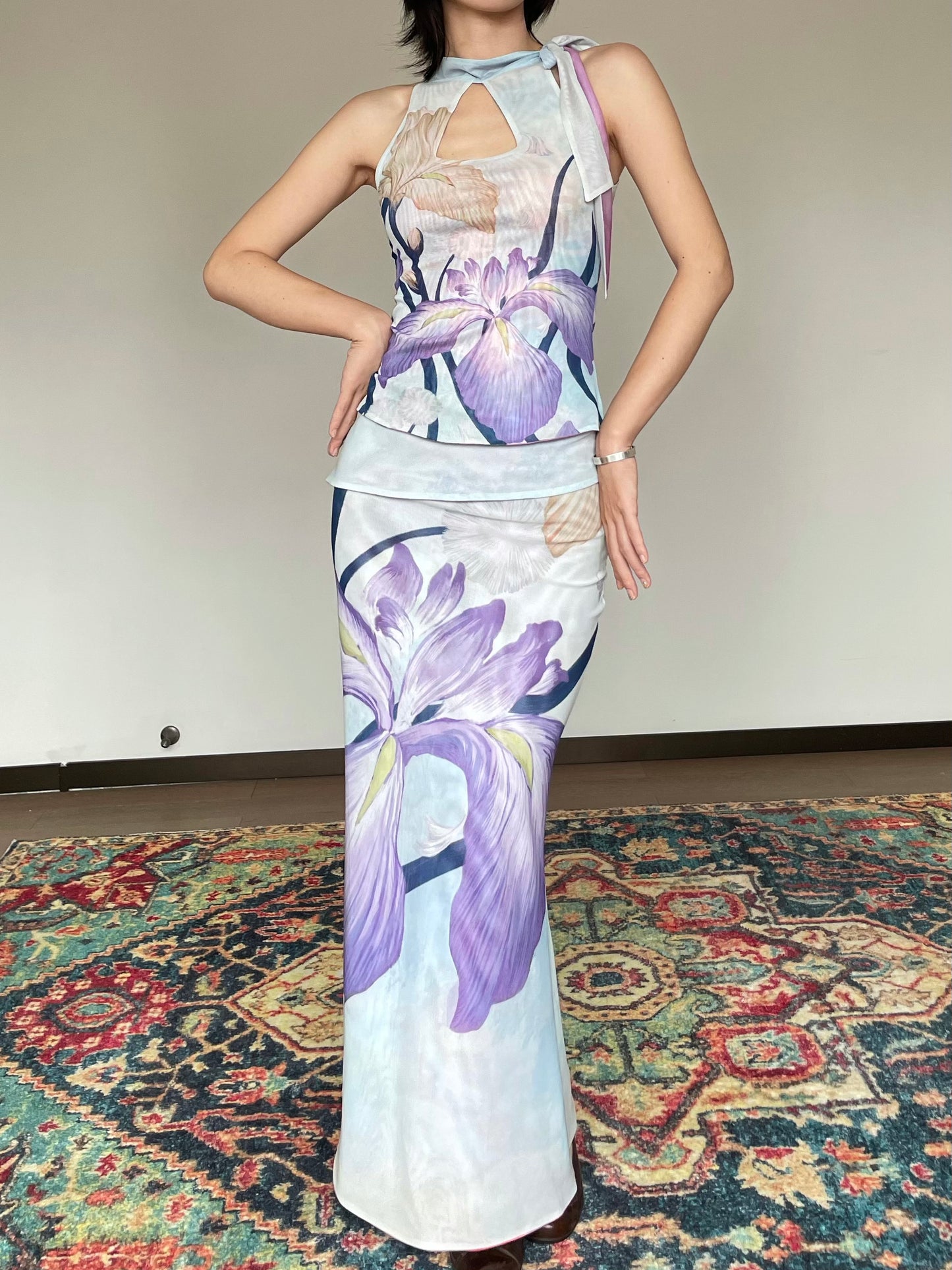 Iris Chrysanths Floral 2-Way Skirt