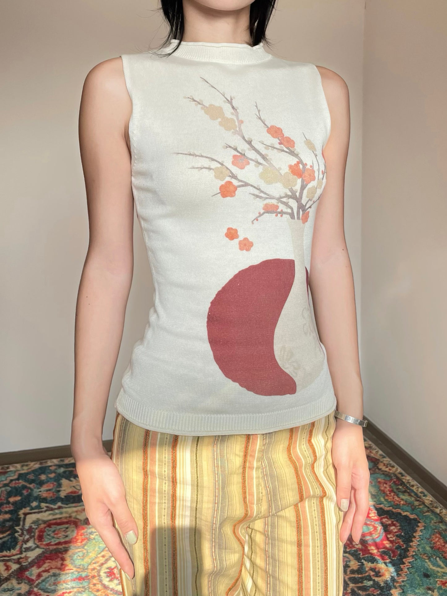 Red Moon Plum Blossom Knit Shirt