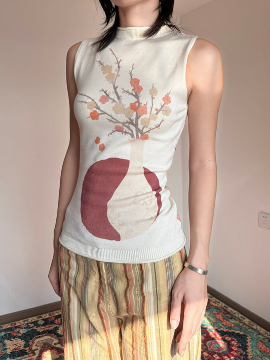 Red Moon Plum Blossom Knit Shirt