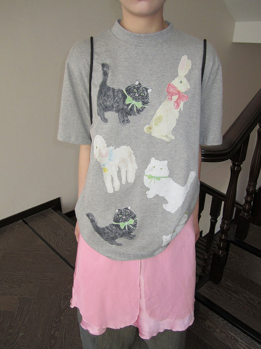 Bunny Cat Oversized T-shirt