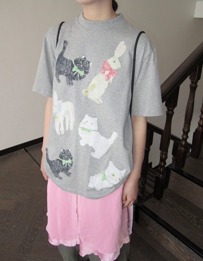 Bunny Cat Oversized T-shirt