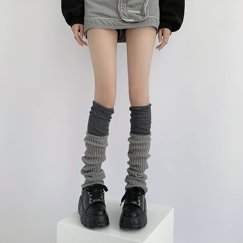 Balletcore Double Layer Grey Knit Leg Warmers