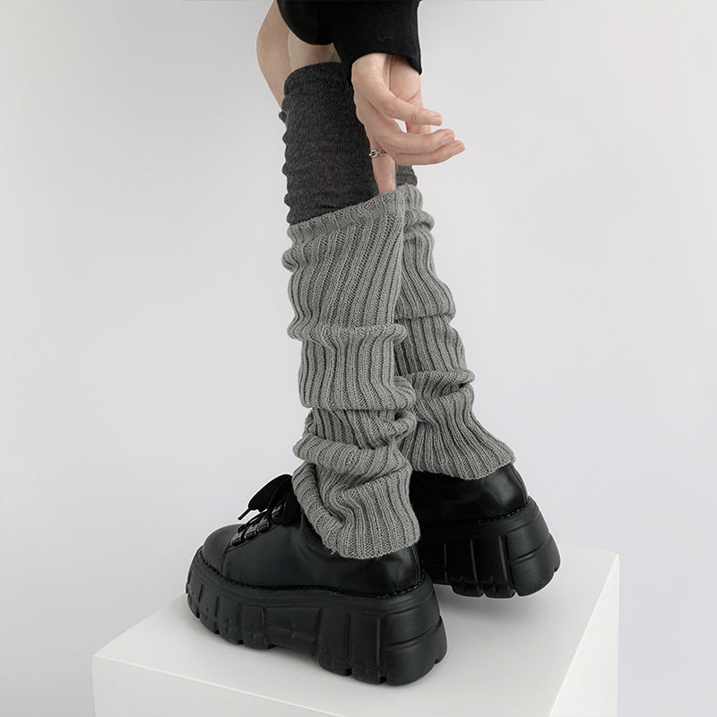 Balletcore Double Layer Grey Knit Leg Warmers