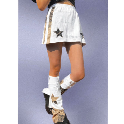 Y2K Star Mini Skirt and White Leg Warmers Set