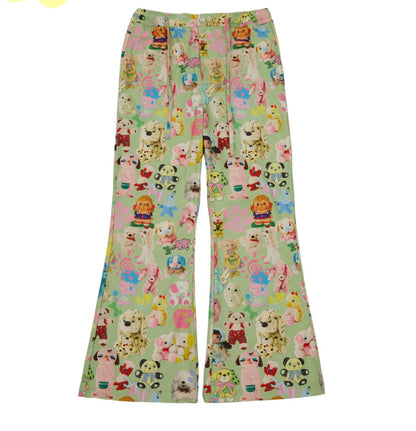 Toy Puppy Graphic Green Trousers