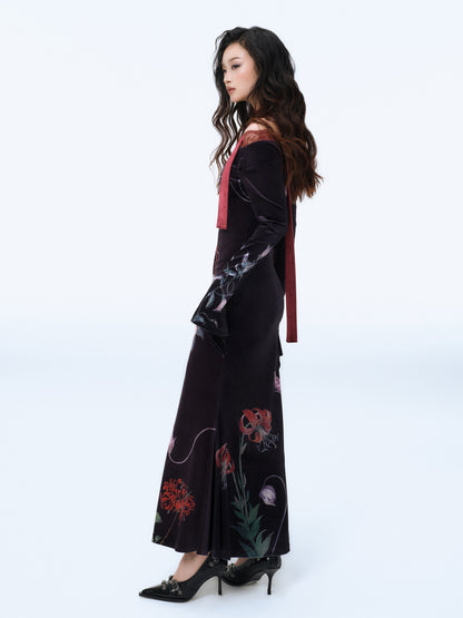 Eden Serpent Velvet Maxi Dress