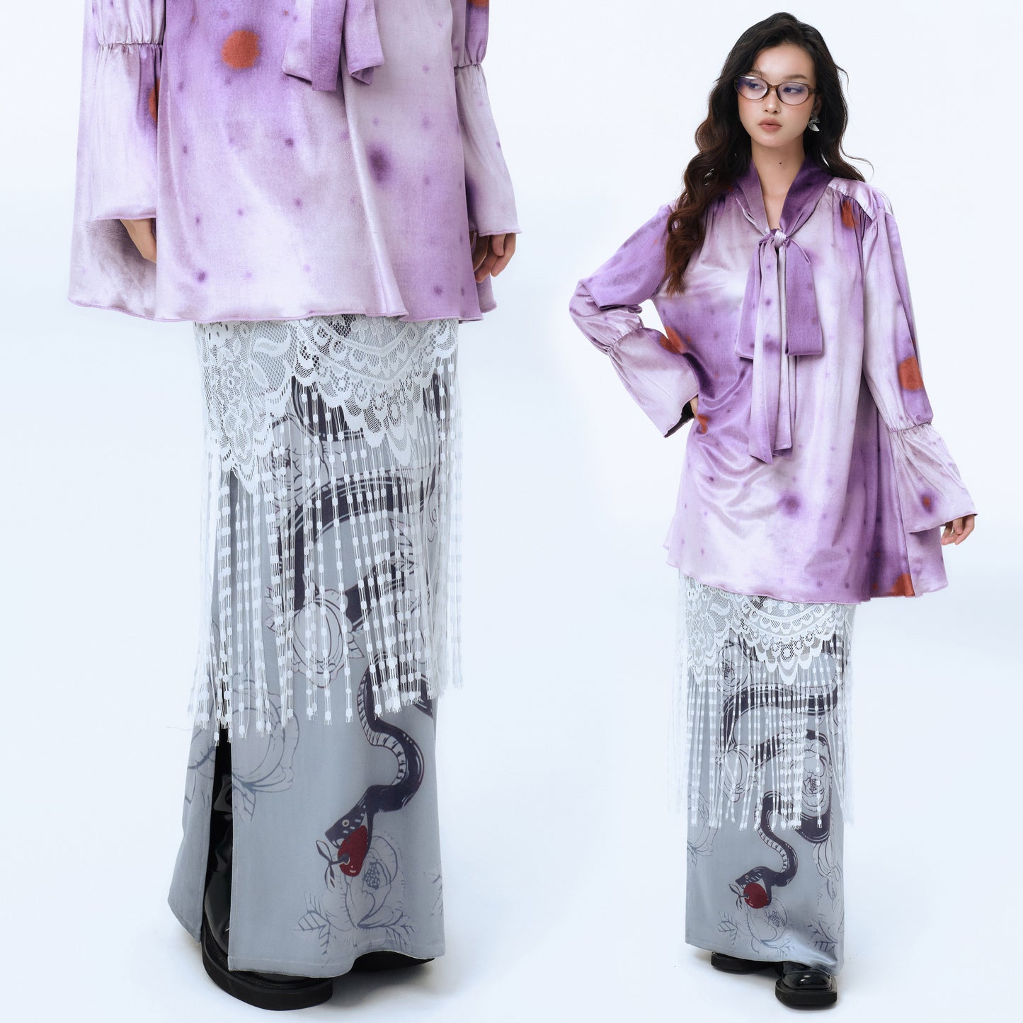 Serpent Fruit Tassel Velvet Maxi Skirt