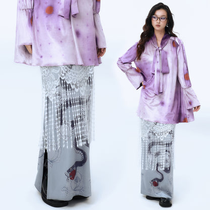 Serpent Fruit Tassel Velvet Maxi Skirt